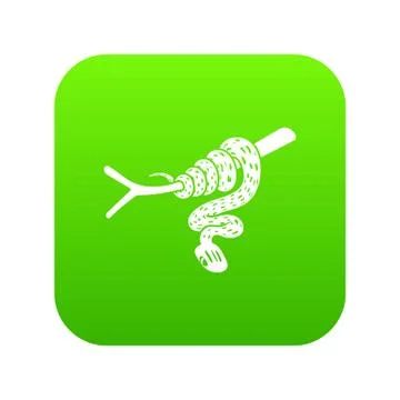 Tree snake icon green vector Stock Illustration