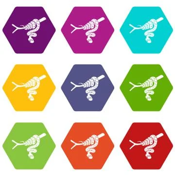 Tree snake icons set 9 vector Stock Illustration