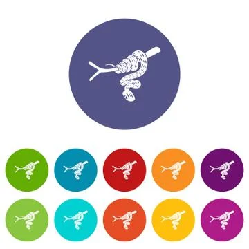 Tree snake icons set vector color Illustration