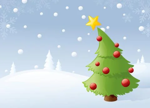 Tree in the snow Stock Illustration