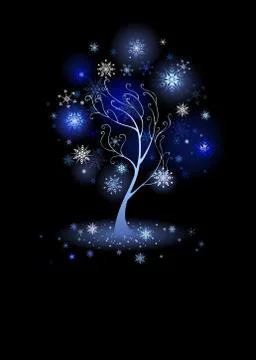 Tree with Snowflakes Stock Illustration