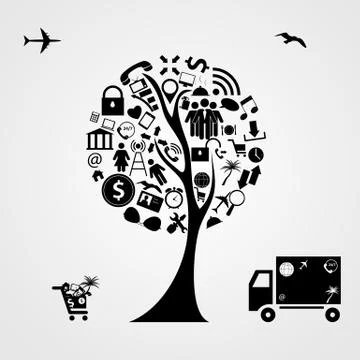 Tree of Social Media Concept Vector Illustration. イラスト素材