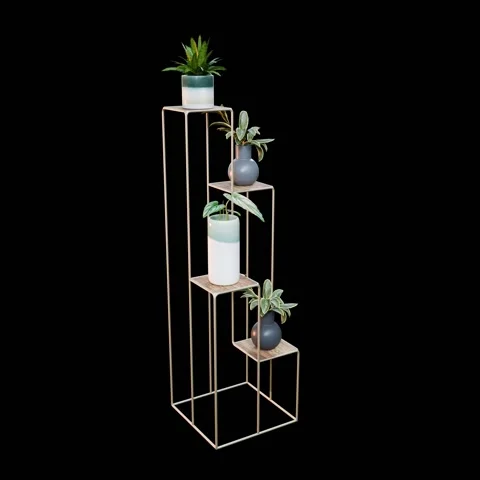 Tree Stand with Lush Tree and Decorative Vases Perfect for Home Decor 스톡 동영상 287920398