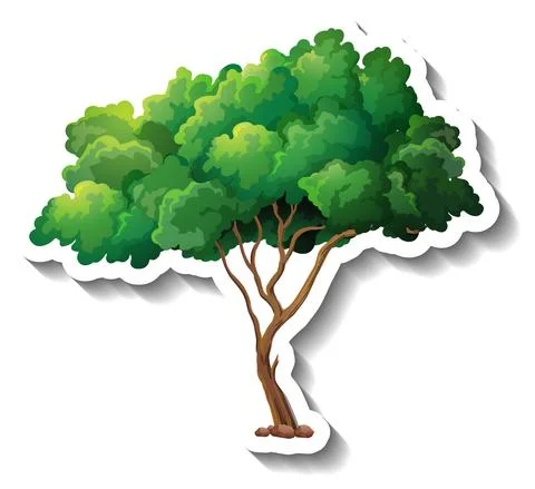 Tree sticker on white background Stock Illustration