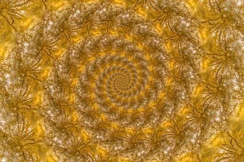 Tree structure and spirals in warm fall colors, digitally generated image. Stock Illustration