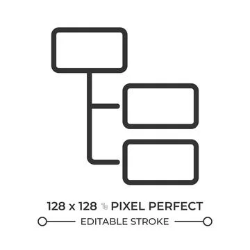 Tree structure pixel perfect line icon Illustrazione stock