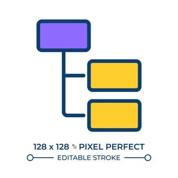 Tree structure pixel perfect line color icon イラスト素材