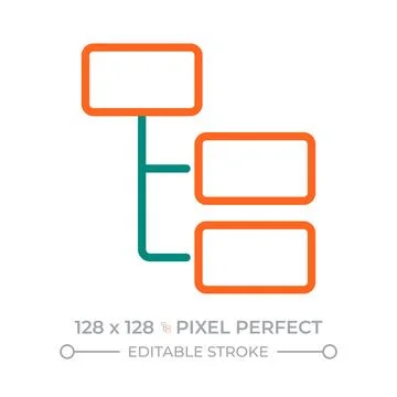 Tree structure pixel perfect two color line icon Stock Illustration