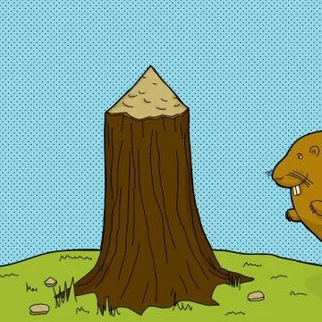 Tree stump and beaver Stock Illustration