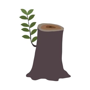 Tree stump and growing young branch Stock Illustration