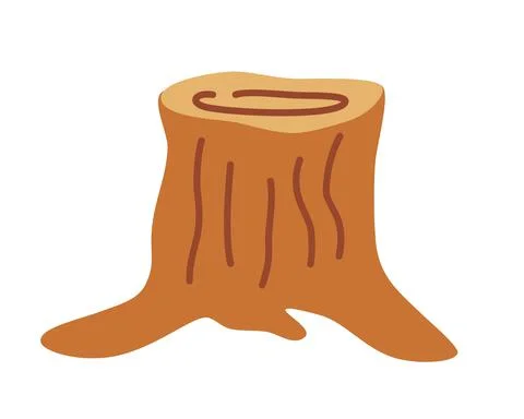 Tree Stump. Big tree stump with roots. Forest item. Element environment. Deco Stock Illustration