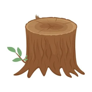 Tree stump, color isolated vector illustration in cartoon style Stock Illustration