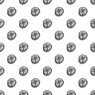 Tree stump cross section hand drawn seamless pattern Illustrazione stock