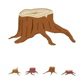 Tree stump drawing set deforestation concept イラスト素材