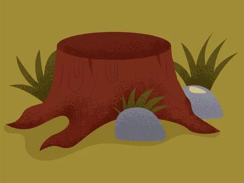 Tree stump. Flat vector illustration. Stock Illustration