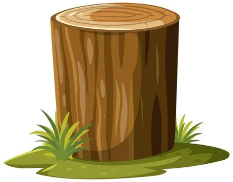 Tree Stump on Grass with Greenery Vector Illustration Stock Illustration