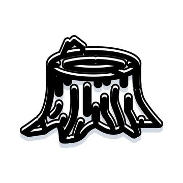 Tree stump icon illustrating deforestation and nature 스톡 일러스트