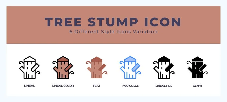 Tree stump icon symbol. isolated. vector illustration with different styles Stock Illustration