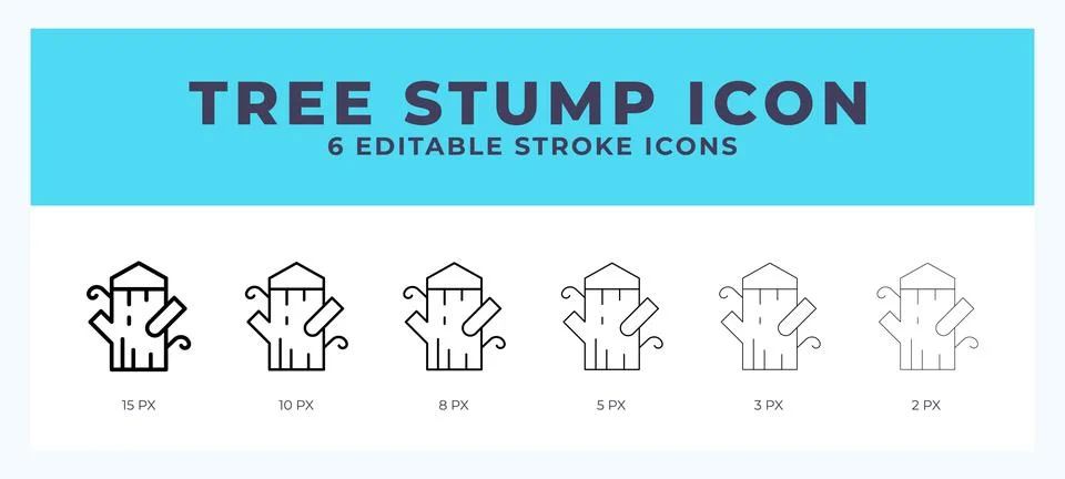 Tree stump icon vector for web. And mobile app. Editable stroke outline icon. Stock Illustration