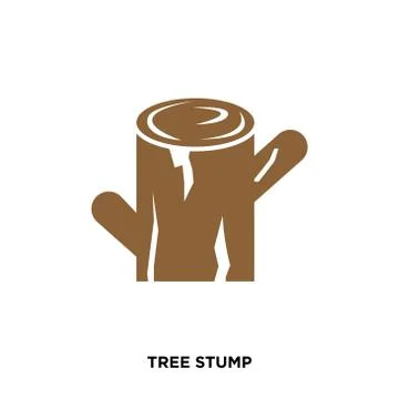 Tree stump icon on white background, in brown, vector icon illustration Stock Illustration