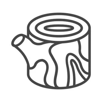 Tree stump line icon on white background Stock Illustration