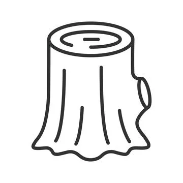 Tree stump log icon in line design. Tree stump, log, wood, nature, forest Stock Illustration