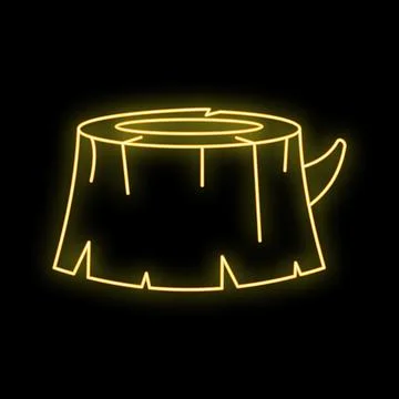 Tree stump neon glowing yellow icon illustration Stock Illustration