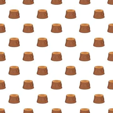Tree stump pattern, cartoon style Stock Illustration