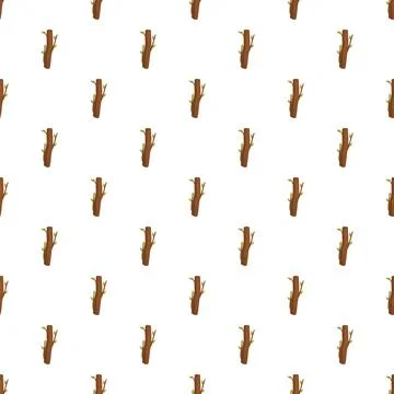 Tree stump pattern with fresh green leaves Stockillustratie