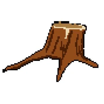 Tree stump pixel art vector illustration Stock Illustration