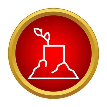 Tree stump regenerating new growth in a red circle icon Stock Illustration