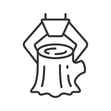 Tree stump removal and forestry icon in line design. Tree stump, removal Stock Illustration