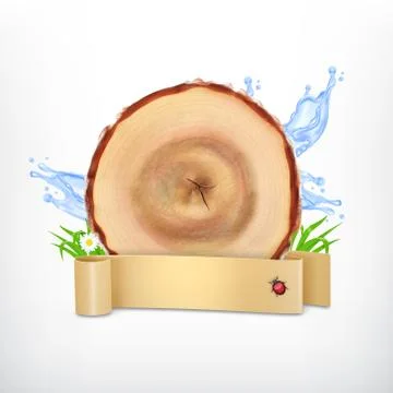 Tree stump with ribbon Stock Illustration