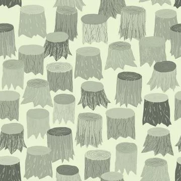 Tree Stump seamless pattern tapestry in grey Stock Illustration