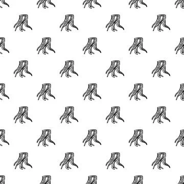 Tree stump simple cartoon drawing seamless pattern Stock Illustration