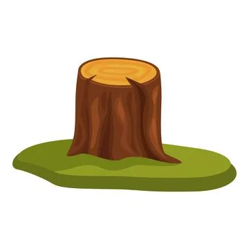 Tree stump sitting on green grass patch illustration Stock Illustration