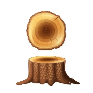 Tree stump two views icons set Illustrazione stock