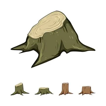 Tree stump vector illustration set symbolizing deforestation イラスト素材