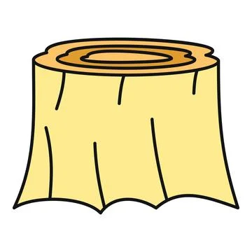 Tree stump wood log cut drawing icon 스톡 일러스트