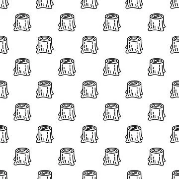 Tree stumps creating a seamless nature pattern background Stock Illustration