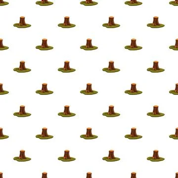 Tree stumps on grass creating seamless pattern Stock Illustration