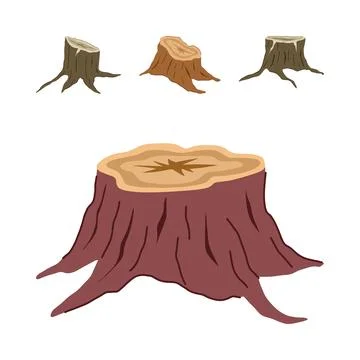 Tree stumps illustration deforestation ecology concept Stock Illustration