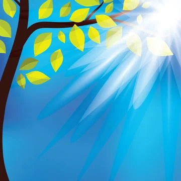 Tree with Sunrise Design Background of Beautiful Day. Nature Abstract banner. Stock Illustration