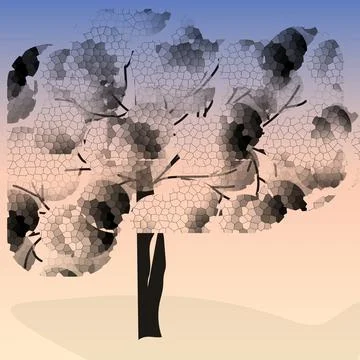 A tree at sunset. Abstract image using author's pattern.3d. Stock Illustration