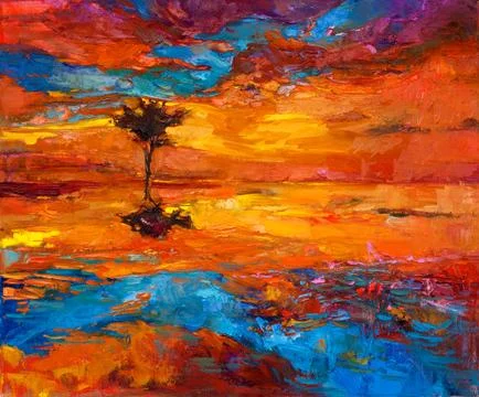 Tree on sunset Stock Photos