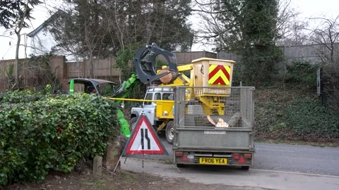 Tree surgeons carrying out emergency work after an extreme storm 動画素材 170656994