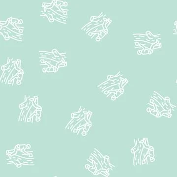 Tree surgery landscape line seamless pattern Stock Illustration