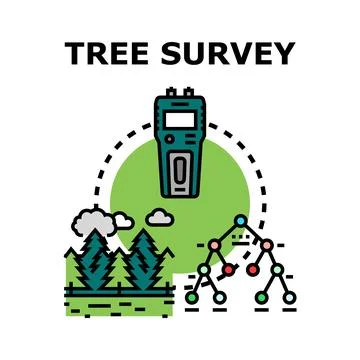 Tree survey concept with a measuring device Stock Illustration