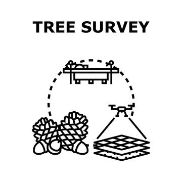Tree survey using drone technology and data analysis Stock Illustration