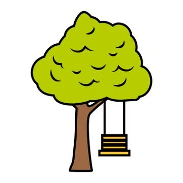 Tree with swing Stock Illustration
